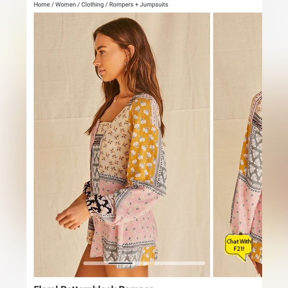Forever 21 floral Patternblock Romper - Picture 2 of 6